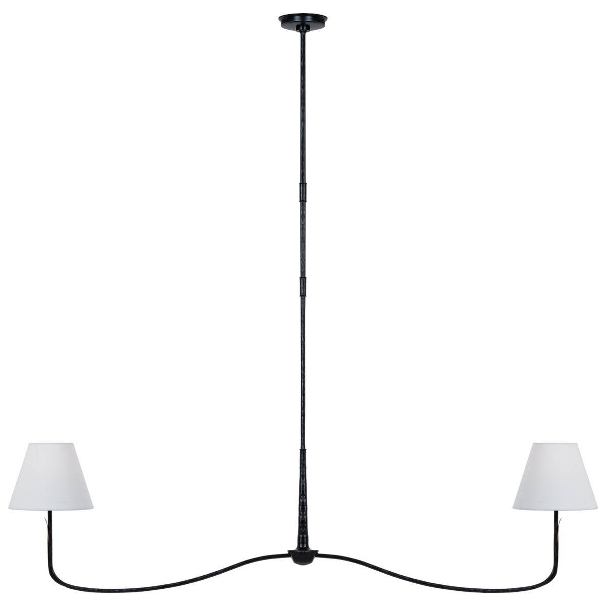 Kairos 62" Linear Chandelier Aged Iron and Roman Bronze | ready to ship!