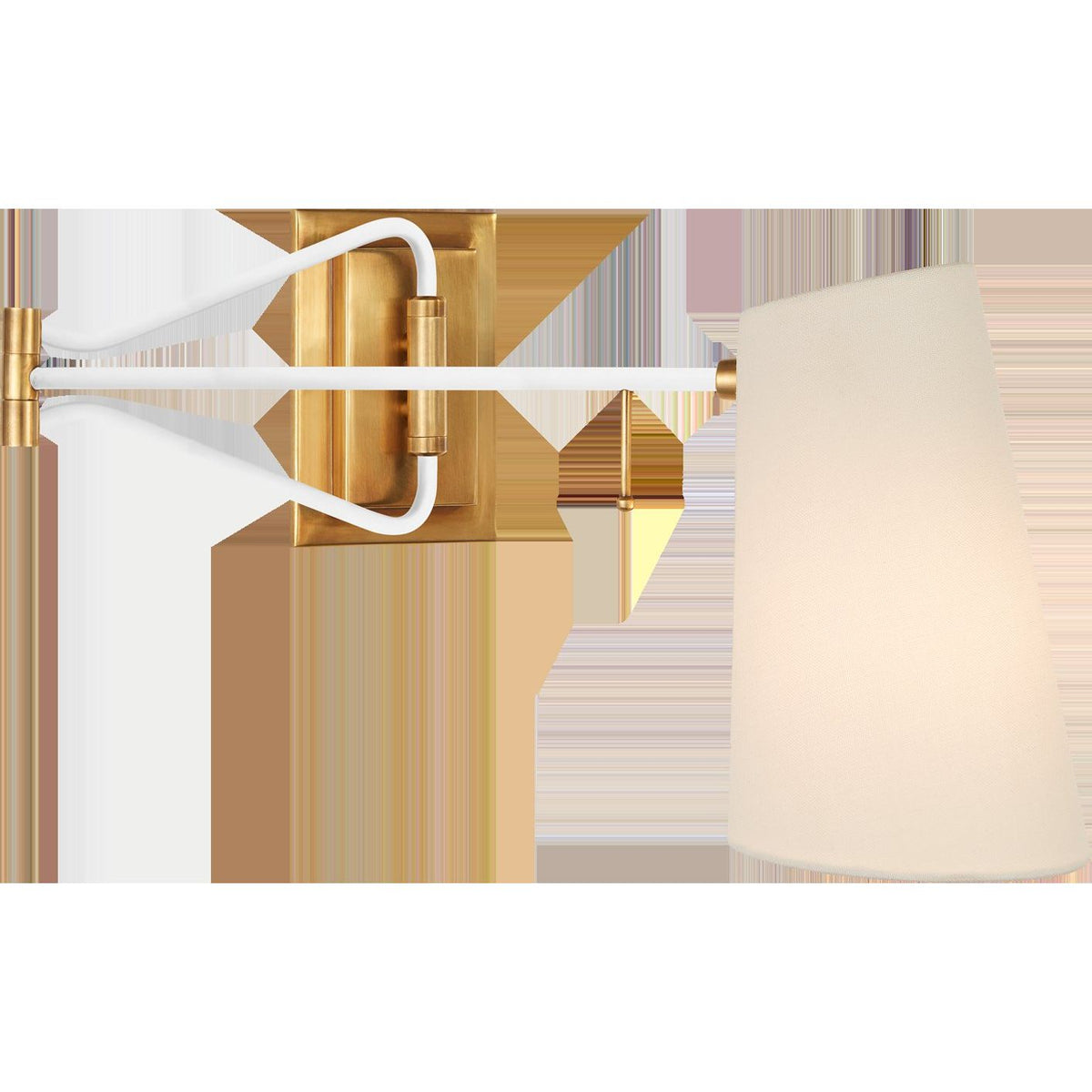 Keil Swing Arm Wall Light Hand-Rubbed Antique Brass and White | shipping 11/06/2025