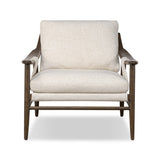 Featuring Kimmery Omari Natural Chair by Four Hands at Amethyst Home. Made with a thick-weave high-performance fabric, a sling-style chair features feather- and fiber-blend cushions for comfort, with clean boxing detailing. Between tapered oak legs, stretchers shape a slight arch, for an intriguing design detail. Performance fabrics are specially created to withstand spills, stains, h. Amethyst Home provides interior design, new construction, custom furniture, and area rugs in the Miami metro area