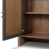 Kiran Small Cabinet - Dark Green Lacquered Linen - Amber Oak Veneer | shipping 01/10/2027