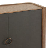 Kiran Small Cabinet - Dark Green Lacquered Linen - Amber Oak Veneer | shipping 01/10/2027