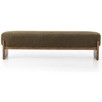Featuring Kirby Sutton Olive Accent Bench by Four Hands at Amethyst Home. Style this modern accent bench just about anywhere. A cradle base of wire-brushed parawood supports heavily textured upholstered seating.Overall Dimensions: 75.50"w x 20.50"d x 20.50"hWeight : 67.24 lbsMaterials: 100% Polyester, Solid Parawood, Poplar Plywood. Amethyst Home provides interior design, new home construction design consulting, vintage area rugs, and lighting in the Seattle metro area.