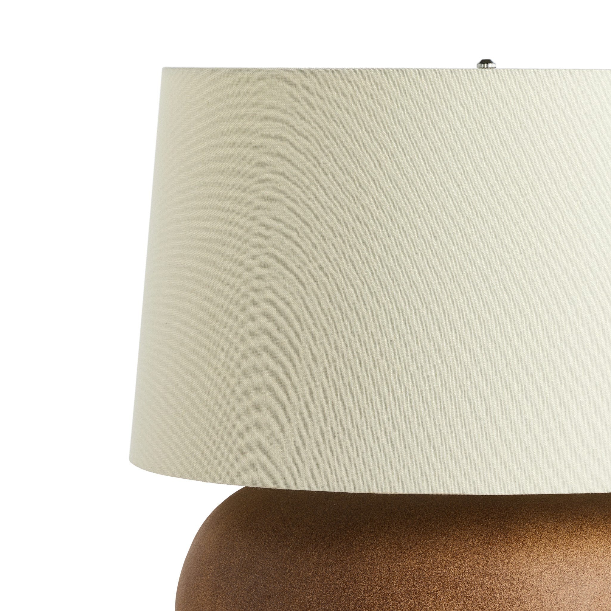 Featuring Kragen Dark Sand Porcelain Ceramic Table Lamp by Four Hands at Amethyst Home. A wide table lamp of sand-finished ceramic pairs with an ivory shade of flax and linen.Overall Dimensions: 18.00"w x 18.00"d x 23.00"hWeight : 18.76 lbsMaterials : Ceramic, 65% Polyester, 35% Flax/Linen. Amethyst Home provides interior design, new construction, custom furniture, and area rugs in the Alpharetta metro area