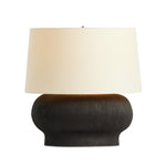 Featuring Kragen Textured Matte Black Porcelain Ceramic Table Lamp by Four Hands at Amethyst Home. A wide, textured table lamp of black-finished ceramic pairs with an ivory shade of flax and linen.Overall Dimensions: 18.00"w x 18.00"d x 23.00"hWeight : 19.27 lbsMaterials : Ceramic, 65% Polyester, 35% Flax/Linen. Amethyst Home provides interior design, new construction, custom furniture, and area rugs in the Alpharetta metro area