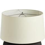 Featuring Kragen Textured Matte Black Porcelain Ceramic Table Lamp by Four Hands at Amethyst Home. A wide, textured table lamp of black-finished ceramic pairs with an ivory shade of flax and linen.Overall Dimensions: 18.00"w x 18.00"d x 23.00"hWeight : 19.27 lbsMaterials : Ceramic, 65% Polyester, 35% Flax/Linen. Amethyst Home provides interior design, new construction, custom furniture, and area rugs in the Laguna Beach metro area