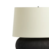 Featuring Kragen Textured Matte Black Porcelain Ceramic Table Lamp by Four Hands at Amethyst Home. A wide, textured table lamp of black-finished ceramic pairs with an ivory shade of flax and linen.Overall Dimensions: 18.00"w x 18.00"d x 23.00"hWeight : 19.27 lbsMaterials : Ceramic, 65% Polyester, 35% Flax/Linen. Amethyst Home provides interior design, new construction, custom furniture, and area rugs in the San Diego metro area