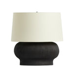 Featuring Kragen Textured Matte Black Porcelain Ceramic Table Lamp by Four Hands at Amethyst Home. A wide, textured table lamp of black-finished ceramic pairs with an ivory shade of flax and linen.Overall Dimensions: 18.00"w x 18.00"d x 23.00"hWeight : 19.27 lbsMaterials : Ceramic, 65% Polyester, 35% Flax/Linen. Amethyst Home provides interior design, new construction, custom furniture, and area rugs in the Tampa metro area