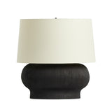 Featuring Kragen Textured Matte Black Porcelain Ceramic Table Lamp by Four Hands at Amethyst Home. A wide, textured table lamp of black-finished ceramic pairs with an ivory shade of flax and linen.Overall Dimensions: 18.00"w x 18.00"d x 23.00"hWeight : 19.27 lbsMaterials : Ceramic, 65% Polyester, 35% Flax/Linen. Amethyst Home provides interior design, new construction, custom furniture, and area rugs in the Tampa metro area
