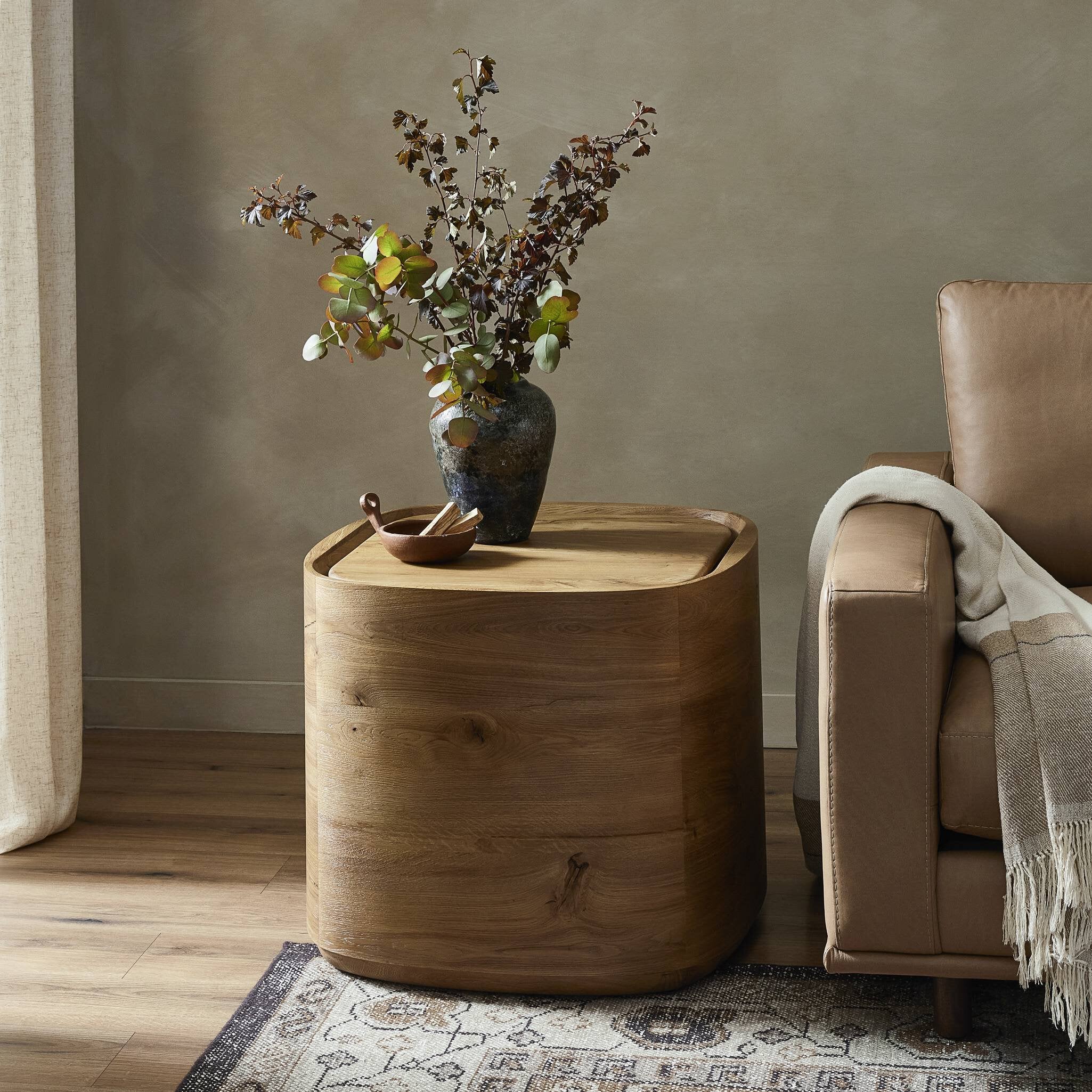 Featuring Leandro Natural Reclaimed French Oak End Table by Four Hands at Amethyst Home. Reclaimed French oak shapes a softened square to make a unique, organic-looking statement. Designed in partnership with longtime Four Hands collaborator Thomas Bina and Brazilian designer Ronald Sasson.Overall Dimensions: 26.00"w x 26.00"d x 21.75"hWeight : 72.09 lbsMaterials : Solid Reclaimed Oa. Amethyst Home provides interior design, new construction, custom furniture, and area rugs in the Boston metro area