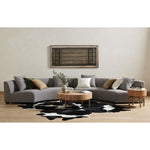 Featuring Liam Astor Ink Sectional by Four Hands at Amethyst Home. Eye-catching at every curve. A sophisticated take on sleek Italian design, grey linen-blend upholstery fashions an elongated crescent, bringing shapely effect to the modular sectional. Pieces can be positioned to form a large or small crescent, granting options to suit a space. Large crescent: 176.38"W x 66.5"S x. Amethyst Home provides interior design, new construction, custom furniture, and area rugs in the Kansas City metro area