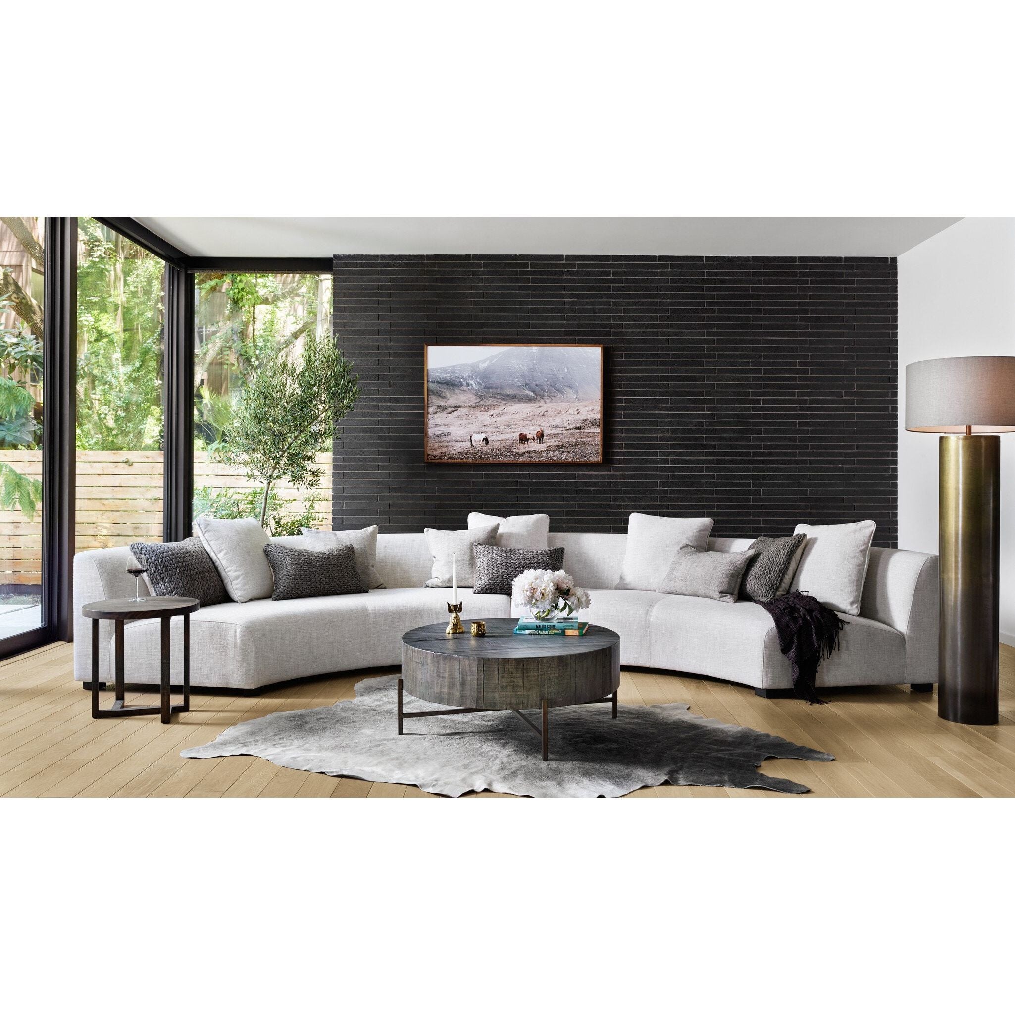 Featuring Liam Dover Crescent Sectional by Four Hands at Amethyst Home. Eye-catching at every curve. A sophisticated take on sleek Italian design, cream linen-blend upholstery fashions an elongated crescent, bringing shapely effect to the modular sectional. Pieces can be positioned to form a large or small crescent, granting options to suit a space. Large crescent: 176.38"W x 66.5"S x. Amethyst Home provides interior design, new construction, custom furniture, and area rugs in the Tampa metro area