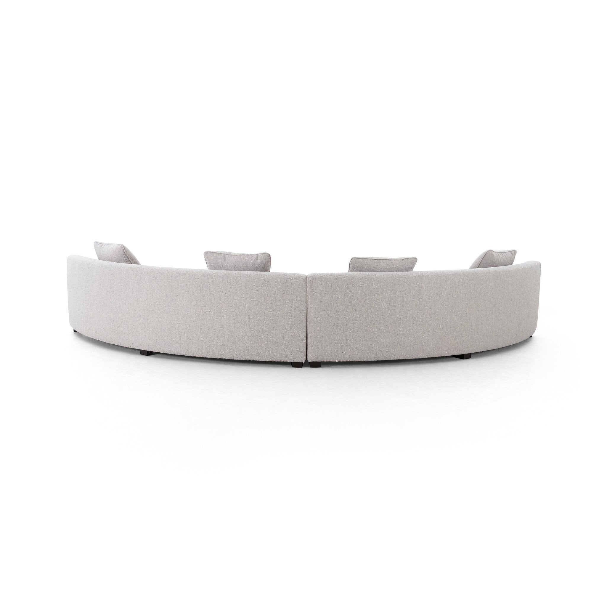Featuring Liam Knoll Sand Sectional by Four Hands at Amethyst Home. Eye-catching around every curve. A sophisticated take on sleek Italian design, light, linen-blend covering fashions a crescent for shapely effect with clever modularity.Overall Dimensions: 176.50"w x 66.50"d x 29.00"hWeight : 254.42 lbsMaterials : 95% Polyester, 5% Acrylic, Solid Birch. Amethyst Home provides interior design, new construction, custom furniture, and area rugs in the Portland metro area