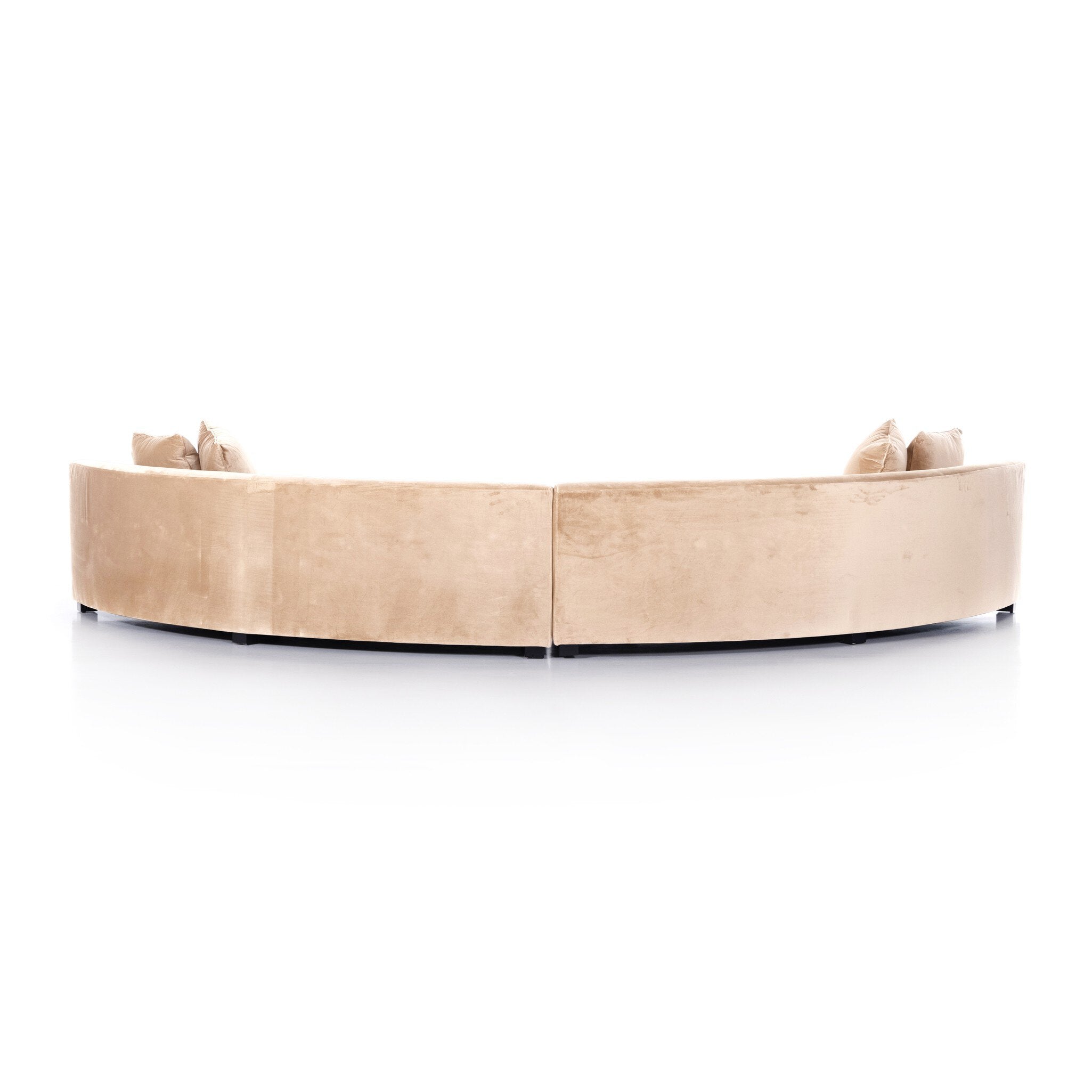 Featuring Liam Surrey Camel Sectional by Four Hands at Amethyst Home. Eye-catching around every curve. A modern take on sleek Italian design, velvety light camel hugs a crescent silhouette for shapely effect with clever modularity.Overall Dimensions: 176.50"w x 66.50"d x 29.00"hWeight : 254.42 lbsMaterials : 76.8% Cotton, 23.2% Polyester, Solid Birch. Amethyst Home provides interior design, new construction, custom furniture, and area rugs in the Washington metro area
