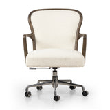 Featuring Lilo Durham Cream Desk Chair by Four Hands at Amethyst Home. Heritage inspiration meets modern comfort in a desk chair. Soft curves of grey-finished wood frame a seat of textural cream fabric. Height adjustable with a 360-degree swivel base and smooth-rolling casters ensures ease in the workplace.Overall Dimensions: 26.00"w x 28.00"d x 35.00"hWeight : 33.07 lbsMaterials. Amethyst Home provides interior design, new construction, custom furniture, and area rugs in the Des Moines metro area