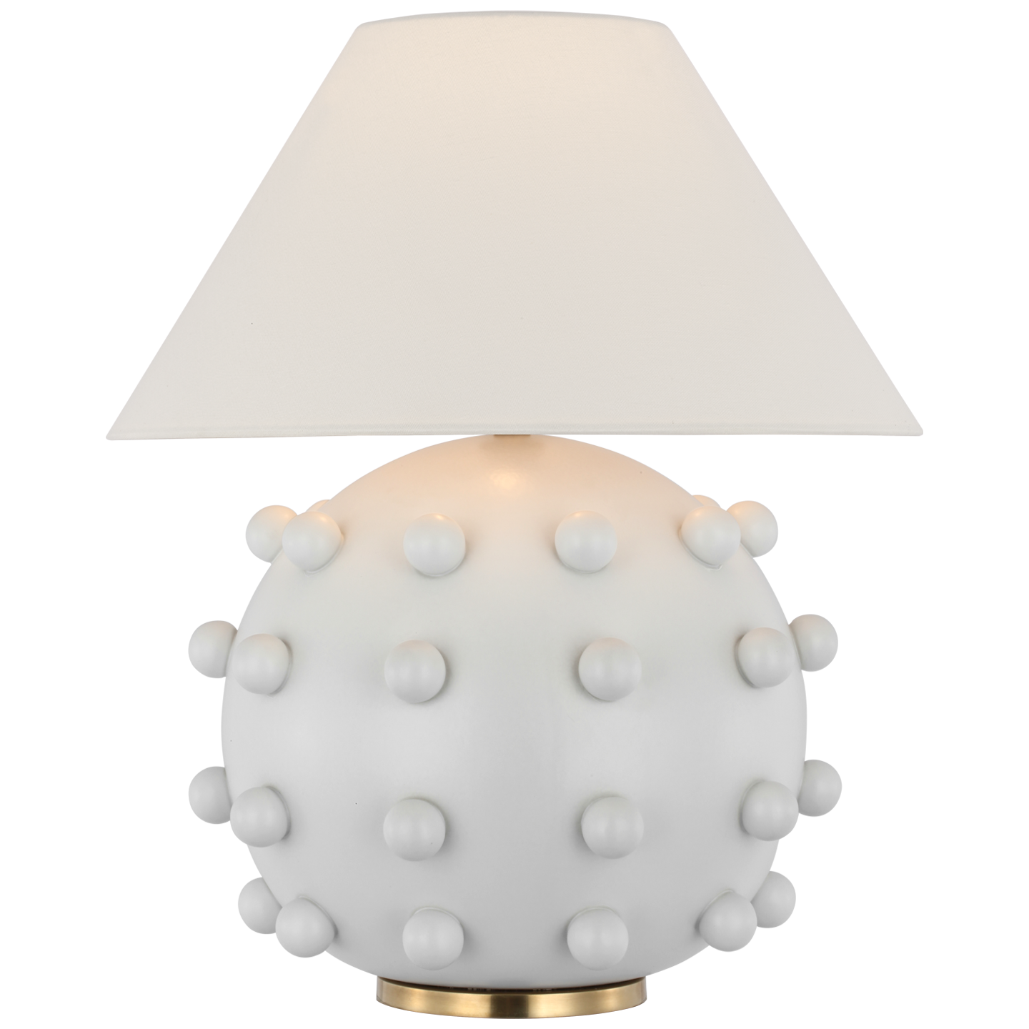 Featuring Linden Plaster White Medium Orb Table Lamp by Visual Comfort at Amethyst Home. The Linden is an exploration of bold forms in a simple palette of rich metallic accents, with white and black. Modern and sophisticated curved lines and spherical silhouettes contrast with straight edges to lend interiors a contemporary Kelly Wearstler accent.
Overall Dimensions: 21" L x 21" . Amethyst Home provides interior design, new construction, custom furniture, and area rugs in the Scottsdale metro area