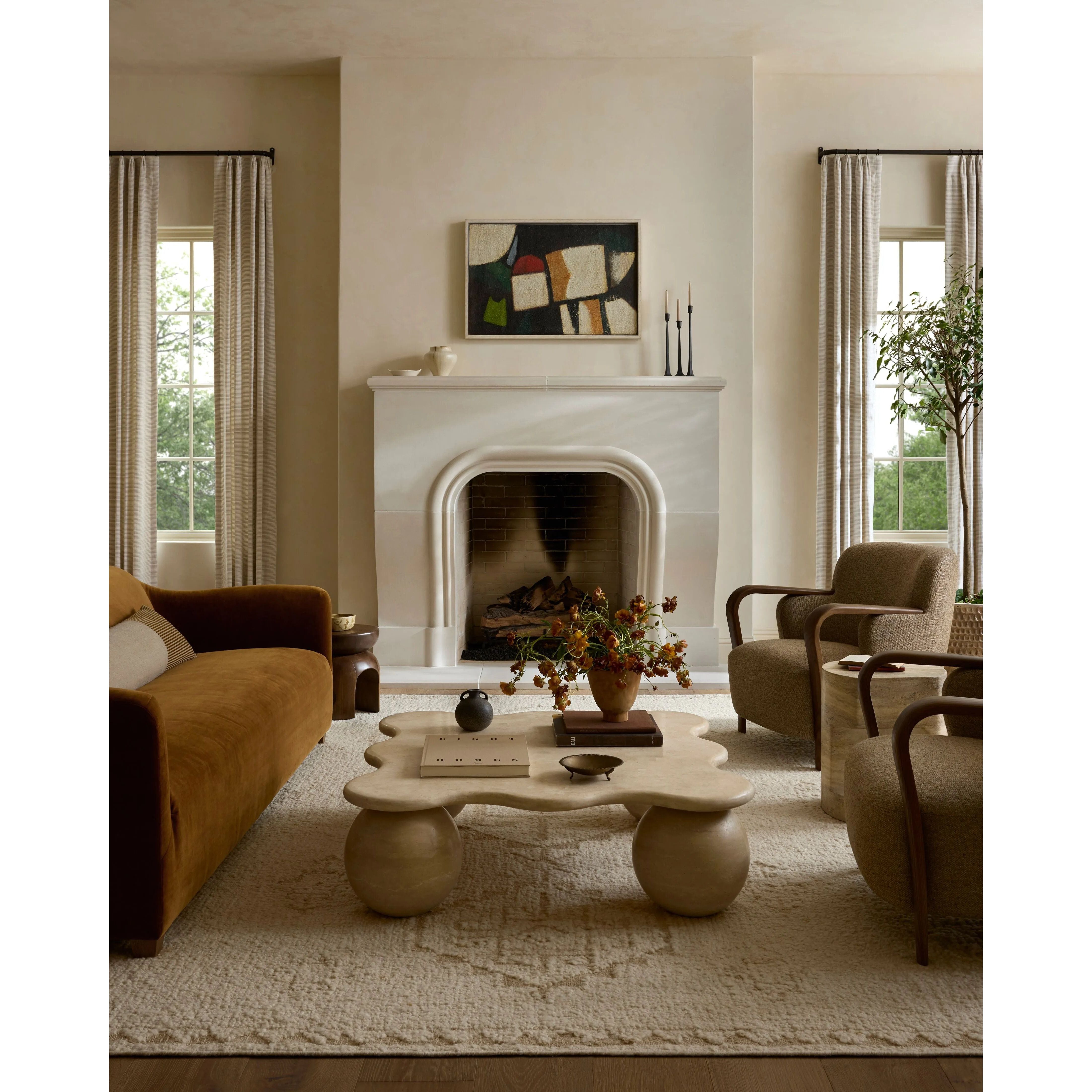 The Alara Collection is a unique and refined area rug that combines finely spun jute with chunky wool for dynamic pile juxtaposition. A neutral ivory palette with natural color variation makes it an elegant addition to home decor in living rooms, bedrooms, and more. Amethyst Home provides interior design, new home construction design consulting, vintage area rugs, and lighting in the Salt Lake City metro area.