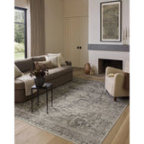 Featuring Amber Lewis x Loloi Josie Silver / Natural Rug by Loloi at Amethyst Home. The Josie Collection is a machine-washable area rug with an exceptional design by Amber Lewis x Loloi. The rugs beautiful, vintage-inspired motifs in rich, earthy tones raise the standard for washable rugs. This collection is power-loomed of polyester in China and OEKO-T. Amethyst Home provides interior design, new home construction design consulting, vintage area rugs, and lighting in the Newport Beach metro area.