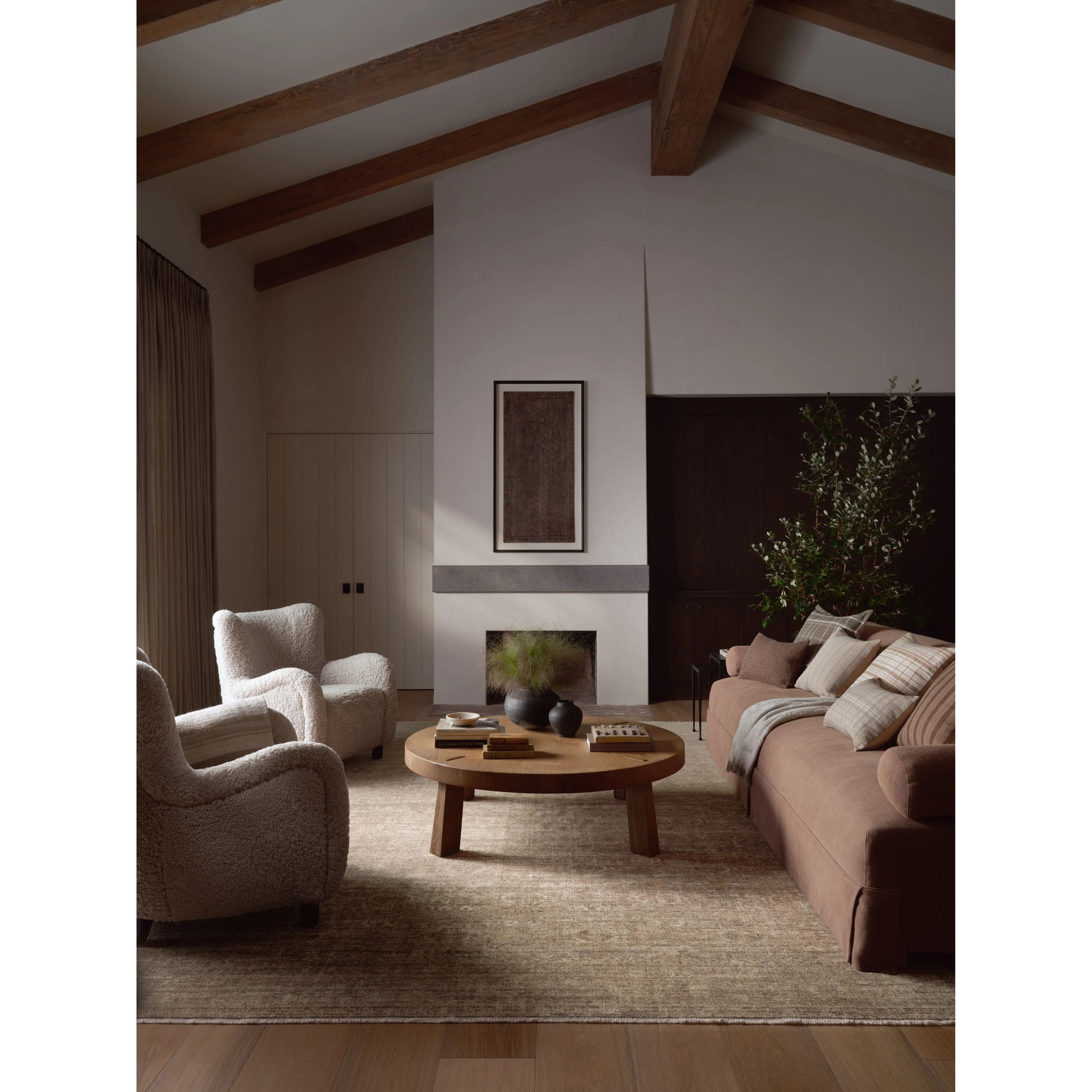 The Molly Collection by Amber Lewis x Loloi is made with a unique fabrication that creates an almost identical replica of a vintage, hand-knotted rug with a low, textured pile and nuanced tones. Molly is power-loomed of polypropylene, polyester, and wool in Egypt, a durable, easy-to-clean area rug for living rooms, bedrooms, and more. Amethyst Home provides interior design, new home construction design consulting, vintage area rugs, and lighting in the Austin metro area.