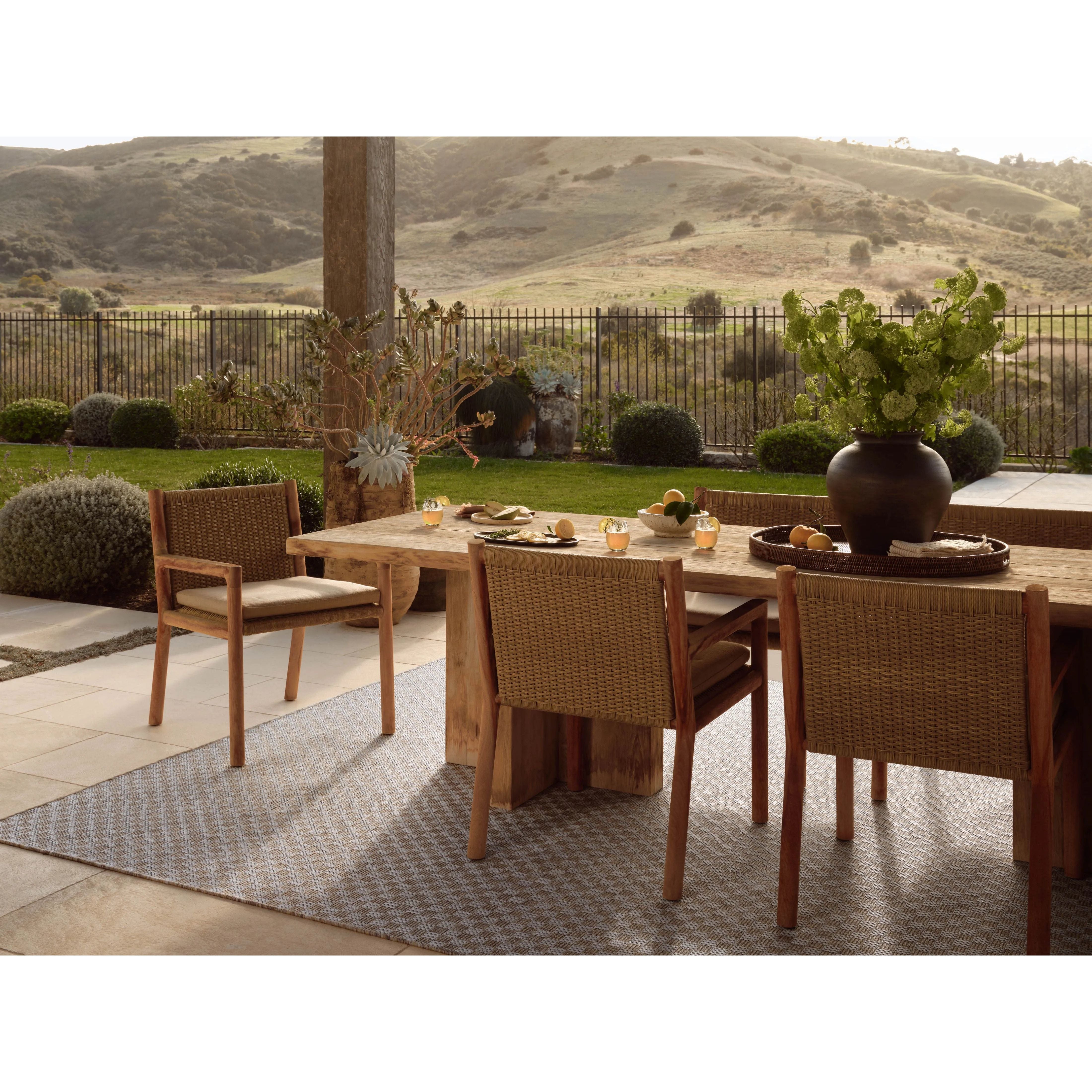 Inspired by the scenic mountain town in California, the Topanga Collection is an indoor/outdoor rug made of durable polypropylene that resembles natural fibers but is much more ready for sun, rain, and high-traffic use. Amethyst Home provides interior design, new home construction design consulting, vintage area rugs, and lighting in the Omaha metro area.