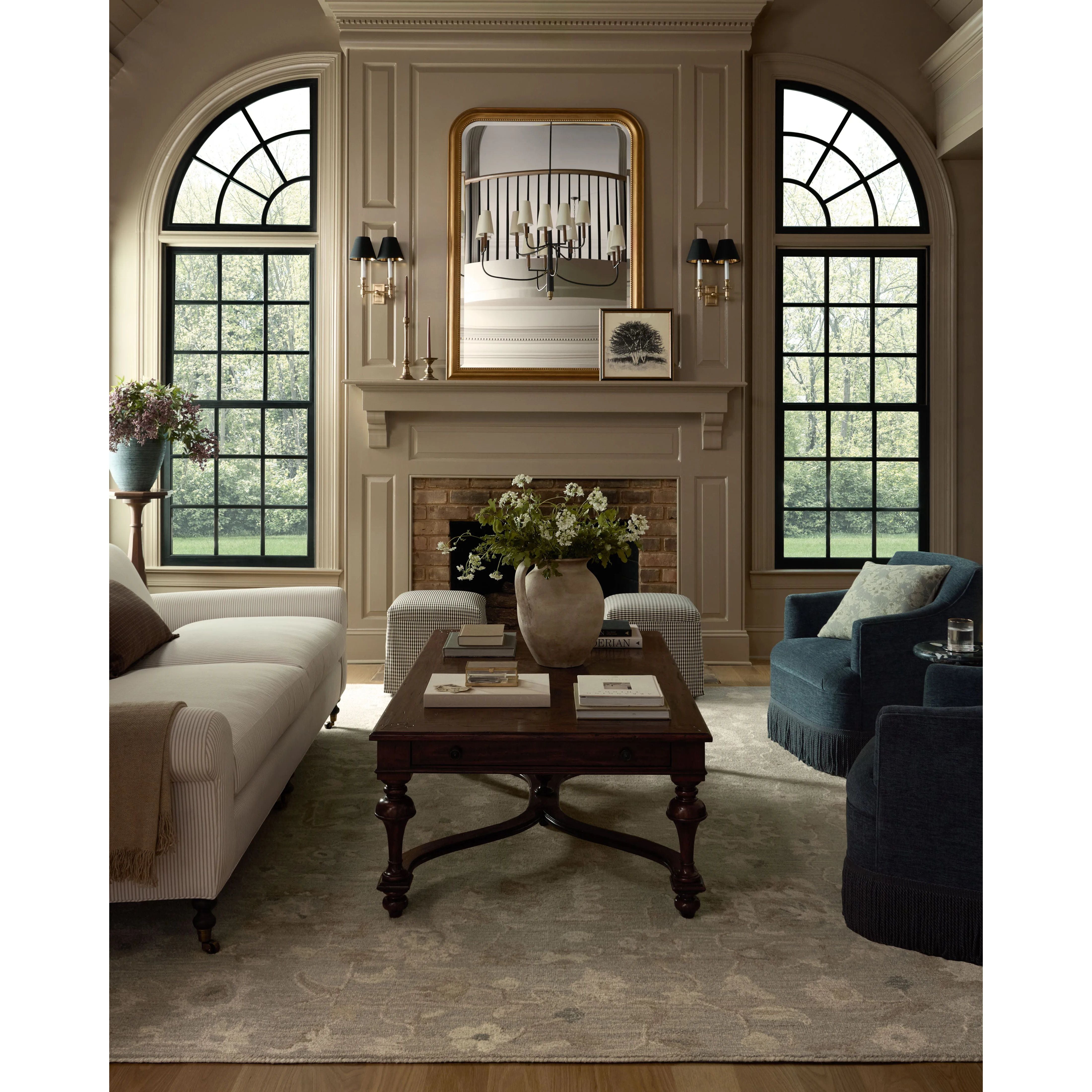 Loose, overscaled florals extend across the Dorothea Collection from Chris Loves Julia x Loloi, an elegant area rug for timeless home decor. Dorothea has a thick, hand-tufted pile that reveals beautiful tonality in the wool’s neutral palette. Amethyst Home provides interior design, new home construction design consulting, vintage area rugs, and lighting in the Boston metro area.