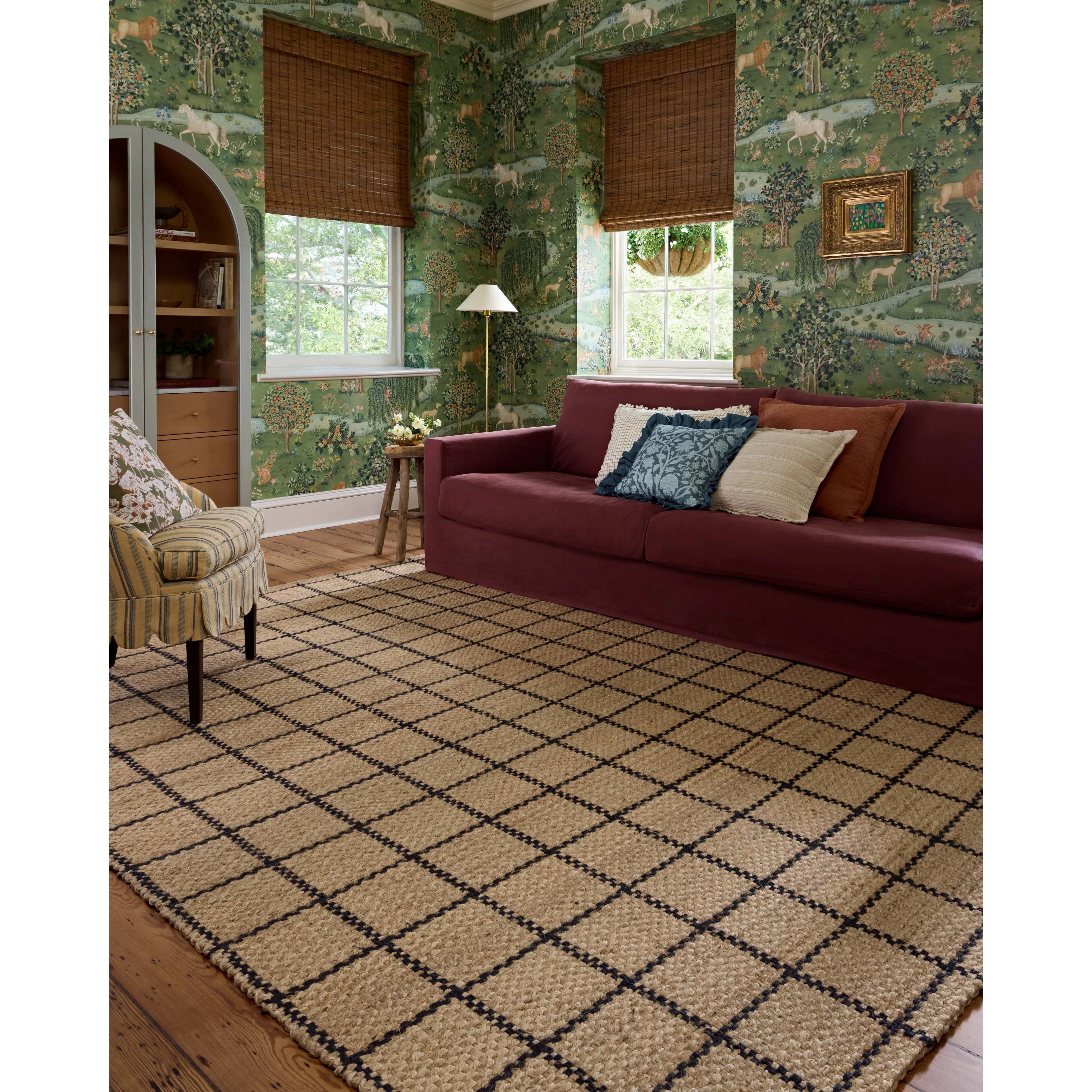 The Fletcher Collection from Chris Loves Julia x Loloi is a power-loomed jute rug with a large-scale grid pattern for an organic modern twist on a classic style. The rugs chunky texture and checkerboard-detailed lines are the refined details that Chris Loves Julia is known for, while the rugs natural palette allows for easy styling in any room. Amethyst Home provides interior design, new home construction design consulting, vintage area rugs, and lighting in the Los Angeles metro area.