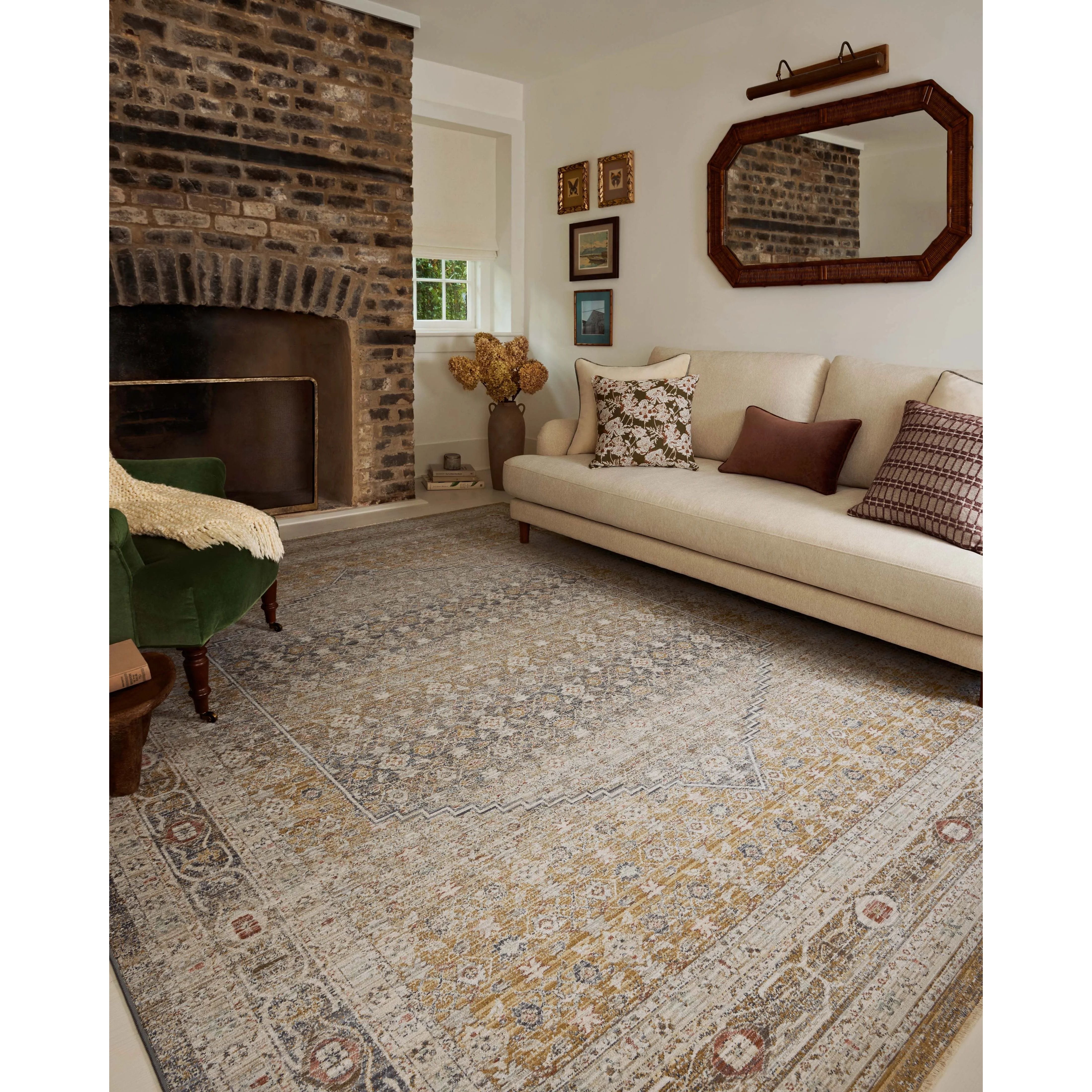 The Ida Collection from Chris Loves Julia x Loloi is a vintage-inspired area rug with a soft, subtly textured pile similar to hand-knotted rugs. The rugs gentle distressing creates a timeless look, while its durability and earthy colorways make it a great choice for the busiest rooms of the home, especially living rooms, kitchens, and hallways. Amethyst Home provides interior design, new home construction design consulting, vintage area rugs, and lighting in the Salt Lake City metro area.