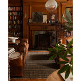 The Weatherstaff Collection is a vertically striped jute area rug with an organic look and feel, designed by Leanne Ford x Loloi. The earth-toned area rug features flatwoven jute that creates a ribbed texture horizontally, with stripes that are vertical—a playful combination. Amethyst Home provides interior design, new home construction design consulting, vintage area rugs, and lighting in the Kansas City metro area.