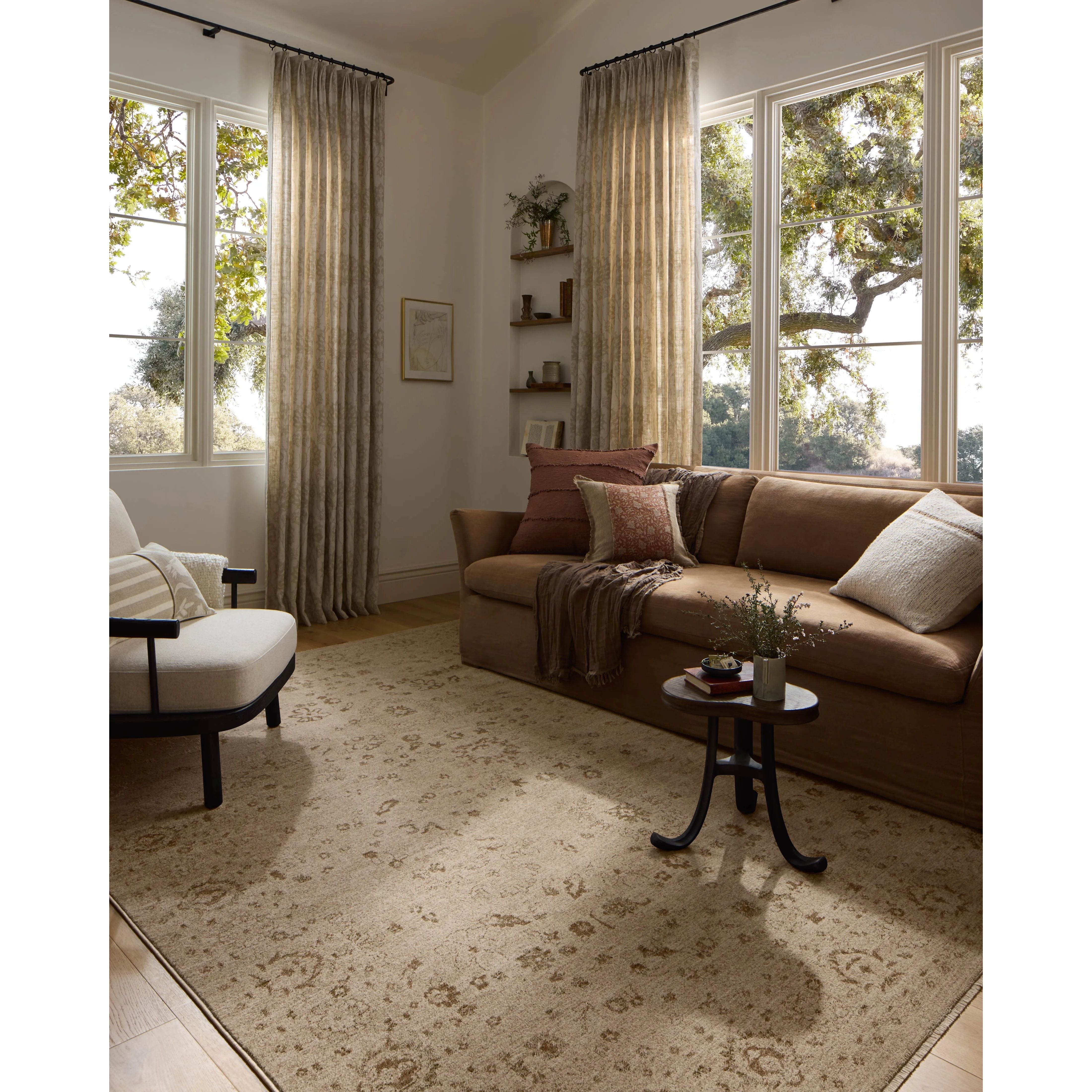 The Haywood Collection is an easy-to-clean, earth-toned area rug with a subtly distressed traditional design. Haywood is power-loomed of polyester in Turkey, a durable area rug for a living room, bedroom, dining room, or other high-traffic spaces. Amethyst Home provides interior design, new home construction design consulting, vintage area rugs, and lighting in the Charlotte metro area.