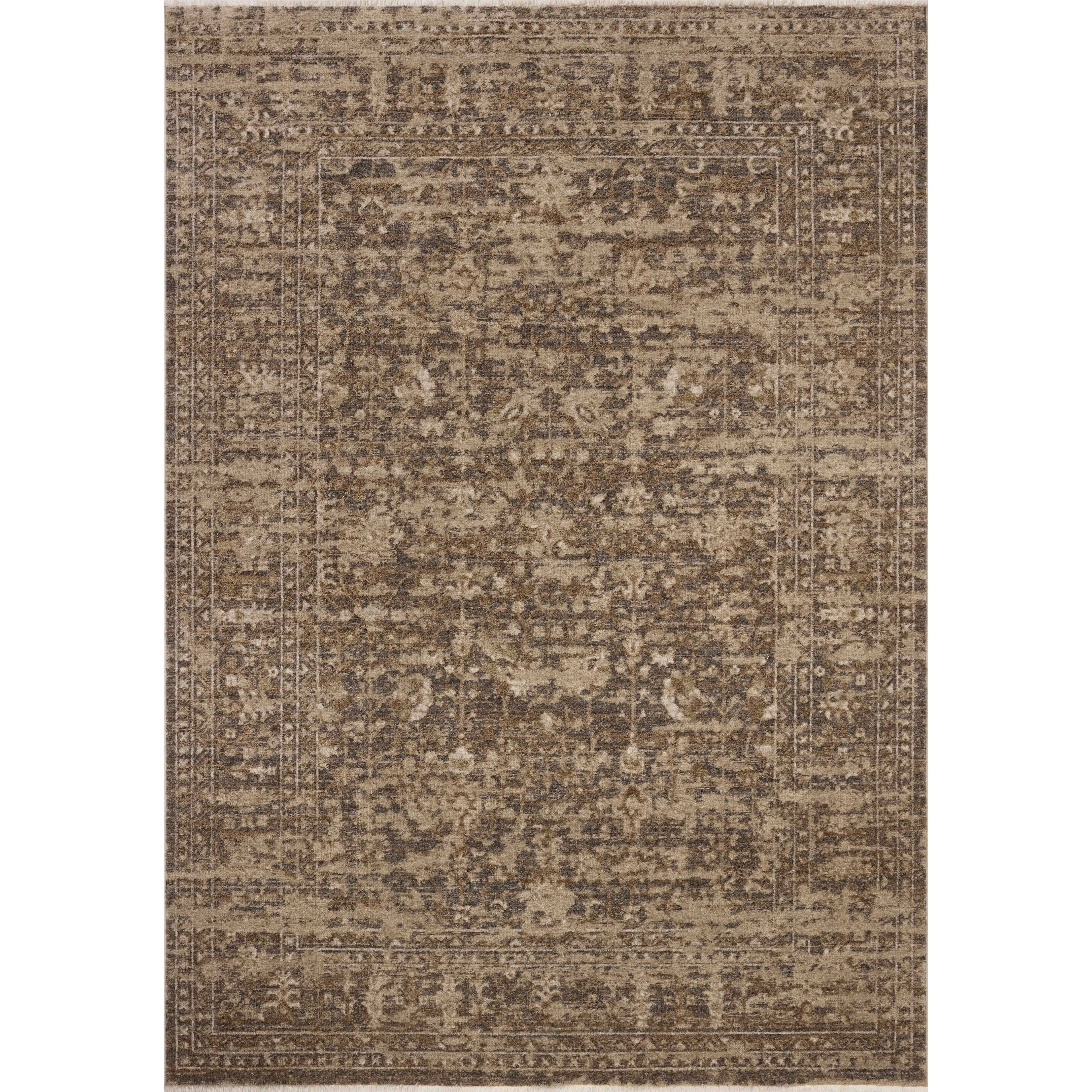 The Haywood Collection is an easy-to-clean, earth-toned area rug with a subtly distressed traditional design. Haywood is power-loomed of polyester in Turkey, a durable area rug for a living room, bedroom, dining room, or other high-traffic spaces. Amethyst Home provides interior design, new home construction design consulting, vintage area rugs, and lighting in the Nashville metro area.