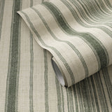Loom Stripe Grasscloth Wallpaper by FH Art Studio - Loom Stripe - Olive