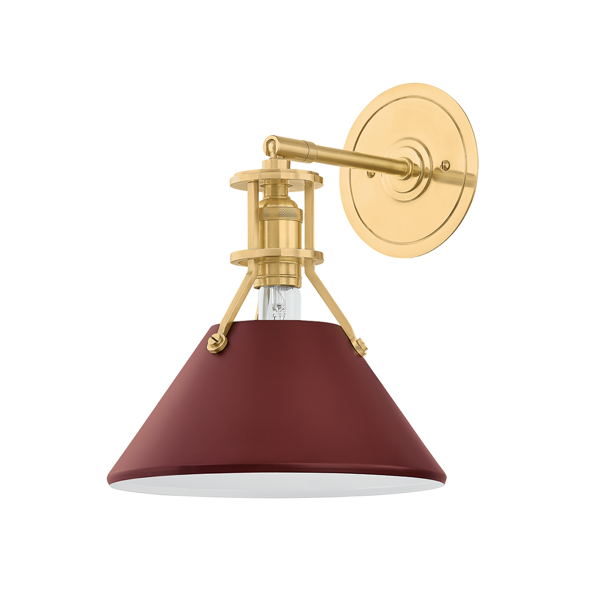 Painted No. 2 Wall Sconce - Aged Brass/Soft Crimson | ready to ship!