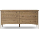 Featuring Maggie Aged Smoked Oak Resawn 6 Drawer Dresser by Four Hands at Amethyst Home. A cleanly shaped six-drawer dresser is crafted from aged smoked oak, highlighting the wood's natural grain. Roomy drawers offer plenty of space for bedroom storage, while the slim, tapered legs give the piece a subtle lift, creating a grounded look.Overall Dimensio. Amethyst Home provides interior design, new home construction design consulting, vintage area rugs, and lighting in the Salt Lake City metro area.