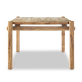 Featuring Marcia Natural Reclaimed French Oak Dining Table 120" by Four Hands at Amethyst Home. Designed by Thomas Bina and Ronald Sasson, a design partnership blending both modern minimalist and Brazilian influences. Crafted from natural reclaimed French oak with overstated joint details. Rounded edges bring a soft, playful feel to this grand-scale piece. Seats 12.Overall Dimensi. Amethyst Home provides interior design, new construction, custom furniture, and area rugs in the Calabasas metro area