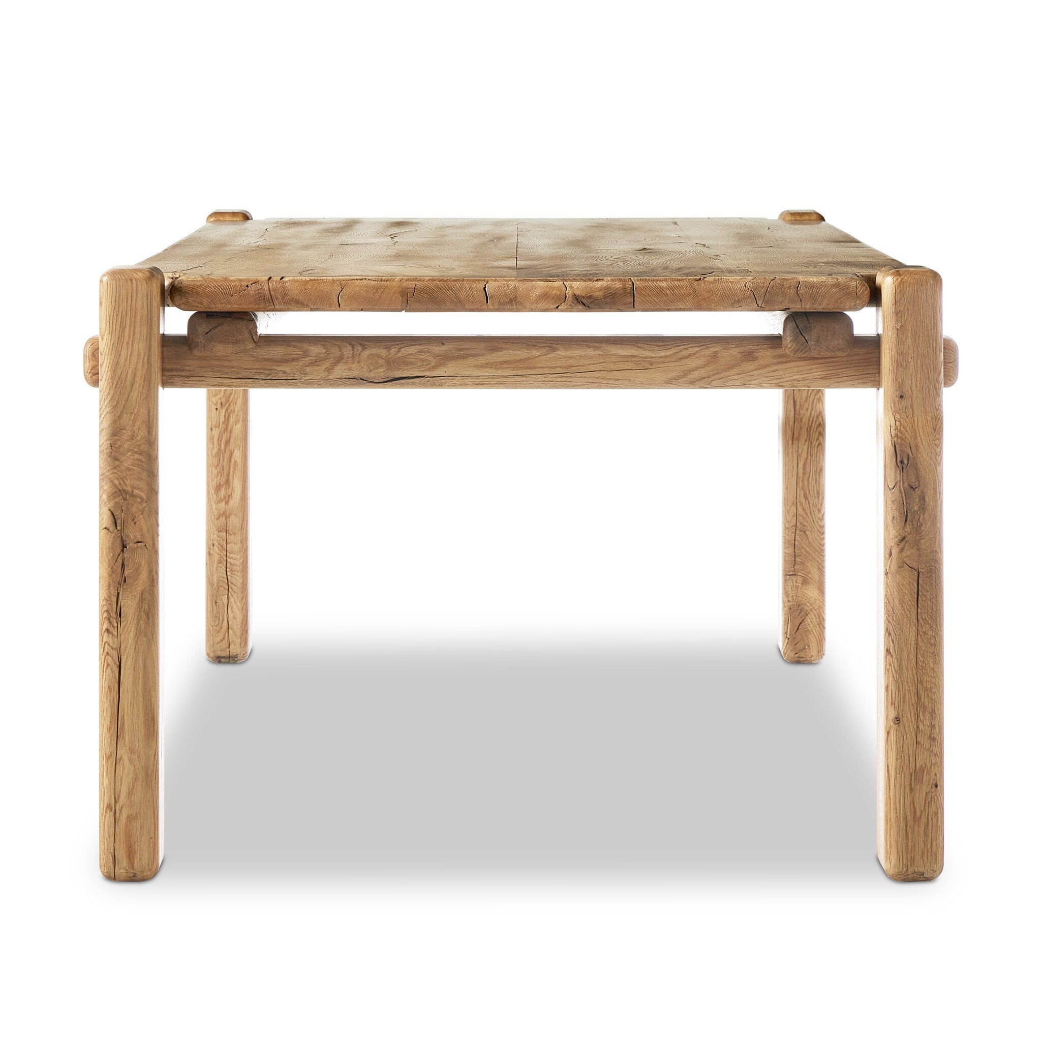 Featuring Marcia Natural Reclaimed French Oak Dining Table 120" by Four Hands at Amethyst Home. Designed by Thomas Bina and Ronald Sasson, a design partnership blending both modern minimalist and Brazilian influences. Crafted from natural reclaimed French oak with overstated joint details. Rounded edges bring a soft, playful feel to this grand-scale piece. Seats 12.Overall Dimensi. Amethyst Home provides interior design, new construction, custom furniture, and area rugs in the Calabasas metro area