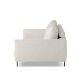 Featuring Melle Omari Natural Sofa by Four Hands at Amethyst Home. A minimalist form to redefine contemporary seating. Made from light, neutral high-performance with a slim profile, expert tailoring and plush cushions for comfort. Sleek metal legs and compact sizing make this piece a versatile anchor for smaller living spaces. Performance fabrics are specially created to withstand sp. Amethyst Home provides interior design, new construction, custom furniture, and area rugs in the Austin metro area