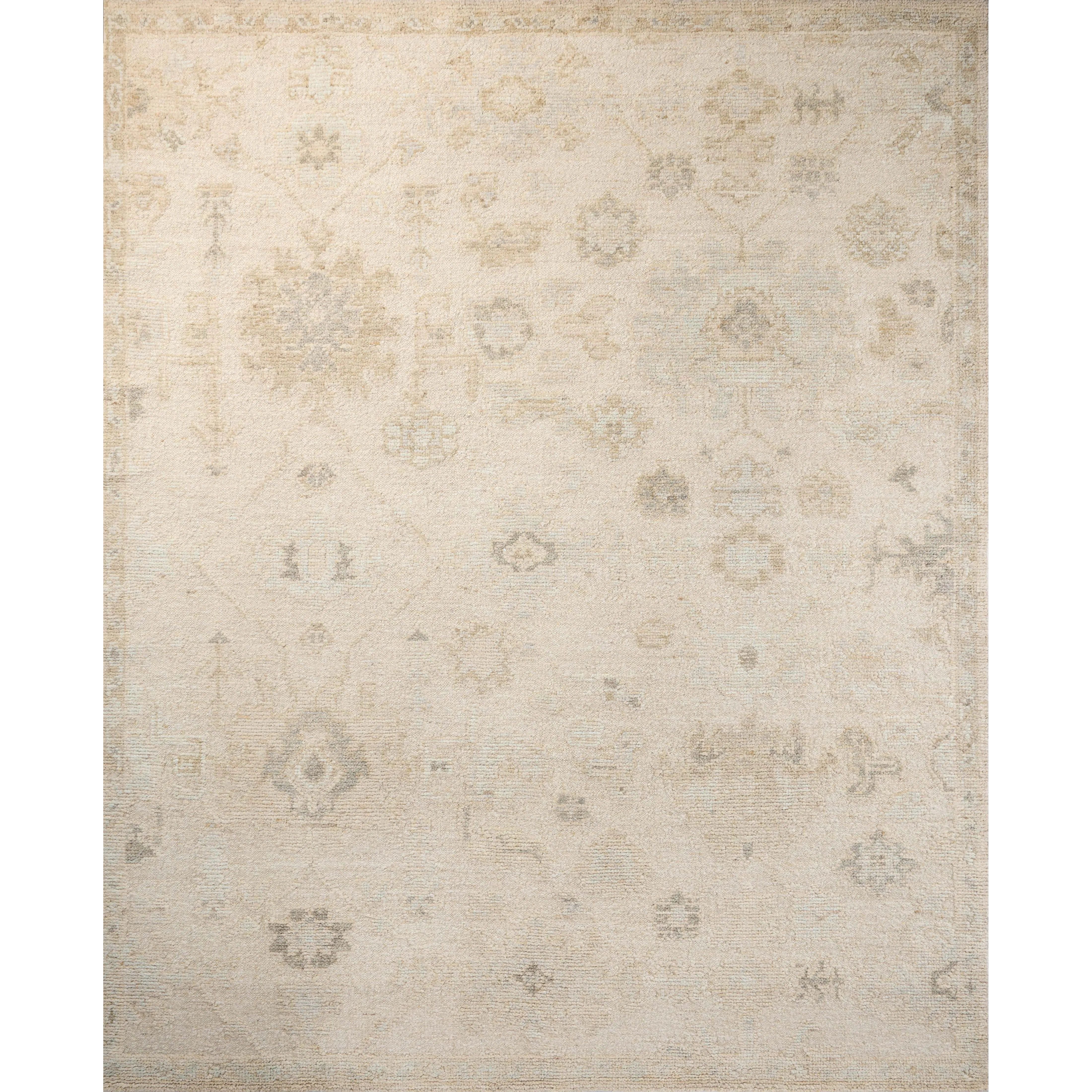 Featuring Adelaide Ivory / Natural Hand-Knotted Rug by Loloi at Amethyst Home. The Adelaide Collection is a cool-toned area rug with asymmetrical motifs that float across the soft wool surface. Restrained in color and dynamic in texture, Adelaideâ€™s variable pile height adds subtle dimension as the light changes throughout the day. Hand-knotted by artisans . Amethyst Home provides interior design, new home construction design consulting, vintage area rugs, and lighting in the Monterey metro area.