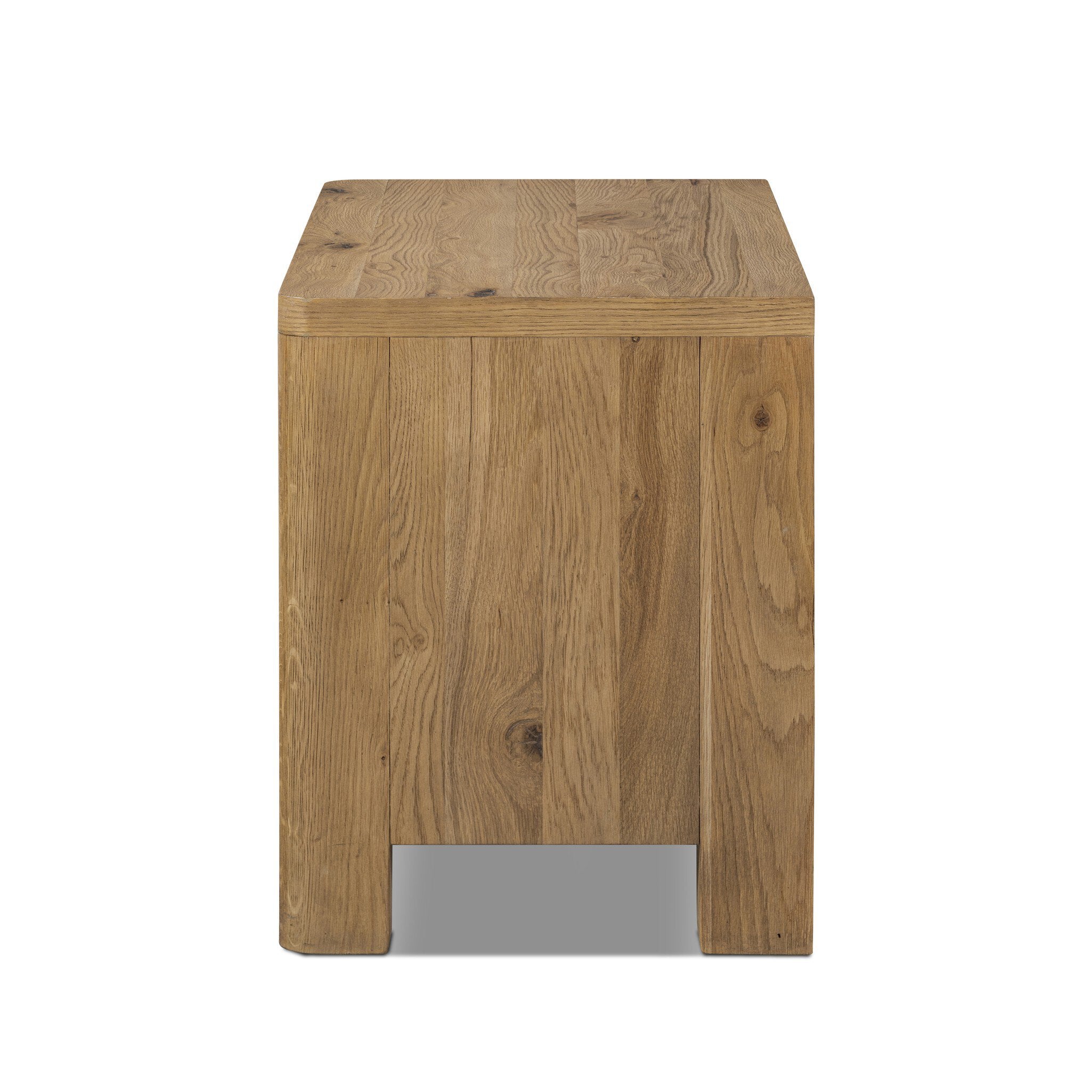 Featuring Noeline Worn Oak Veneer Nightstand by Four Hands at Amethyst Home. A thick plank of worn oak tops a wide dresser, meeting modern lines with a warm, natural feel. Dual drawer fronts feature a push-latch mechanism, bringing a seamless look to bedside storage.Overall Dimensions: 34.00"w x 19.50"d x 24.75"hWeight : 108.03 lbsMaterials : Oak Veneer, Solid Oak. Amethyst Home provides interior design, new construction, custom furniture, and area rugs in the Salt Lake City metro area