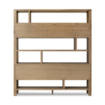 Featuring Noeline Worn Oak Wide Bookcase by Four Hands at Amethyst Home. Made from solid oak and oak veneer, a wide bookcase offers open and concealed shelving, for both storage and display. Push-latch doors make for a clean, seamless look, while subtly rounded corners soften up the whole look.Overall Dimensions: 84.00"w x 18.00"d x 94.00"hWeight : 500.44 lbsMaterials : Solid Oak, O. Amethyst Home provides interior design, new construction, custom furniture, and area rugs in the Seattle metro area