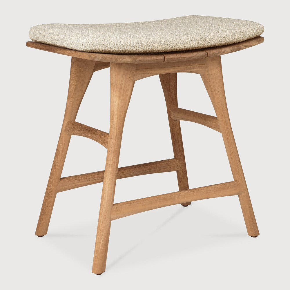 Featuring Osso Natural Teak Outdoor Stool by Ethnicraft at Amethyst Home. The beauty of balance and symmetry found in nature has inspired the Osso collection. This solid teak stool takes quality and comfortable seating design outdoors. Use with or without seat cushion.Weight : 9 lb Dimensions: 13 in W x 20 in L x 20.5 in HBrushed : NoCollection : OssoFloor Protector : YesMain Ma. Amethyst Home provides interior design, new construction, custom furniture, and area rugs in the Kansas City metro area