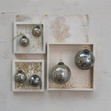 Painted Etched Mercury Glass Ball Ornament