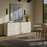 Paula Sideboard - Beige Painted Linen - Light Antique Brass | shipping 11/10/2026