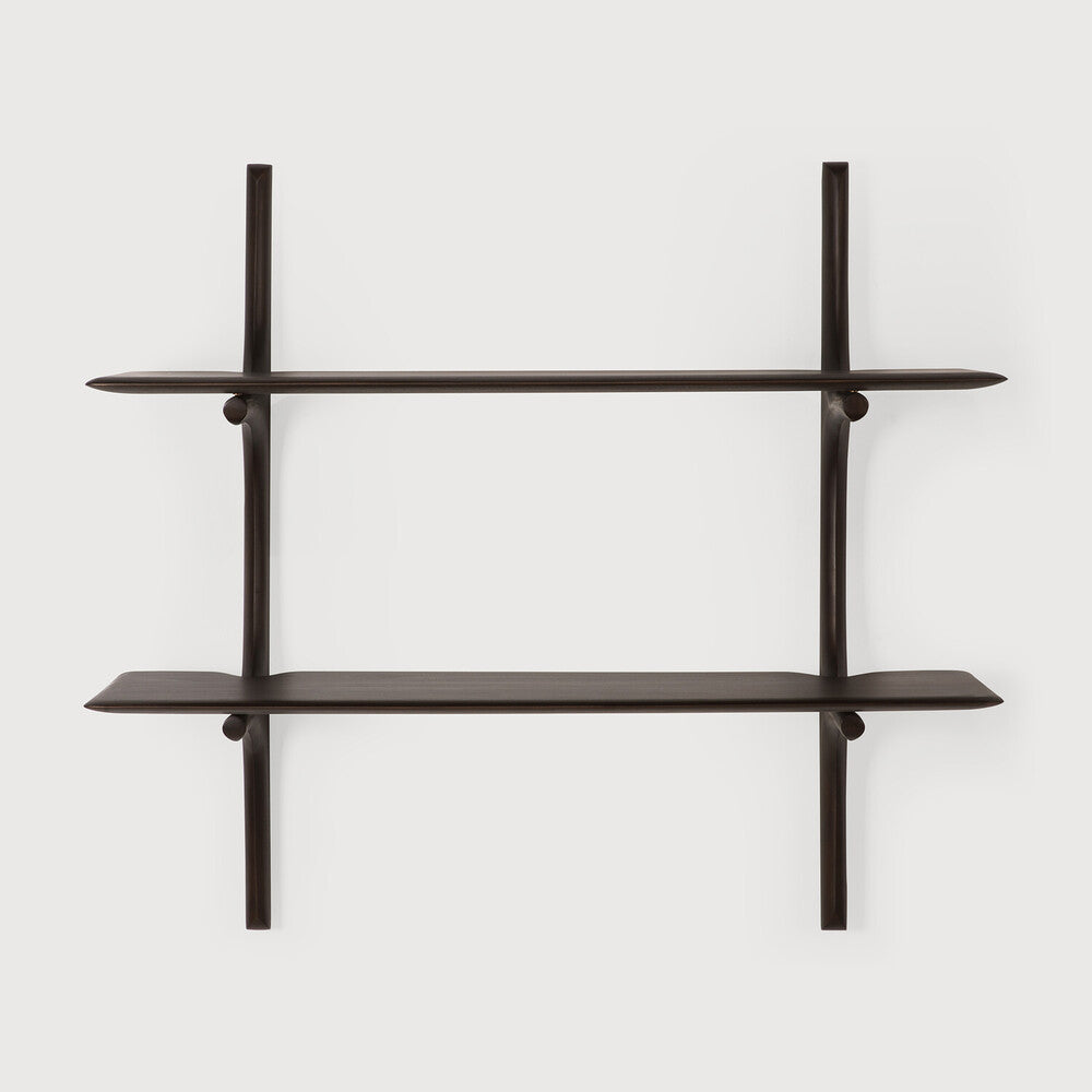 Pi Mahogany Dark Brown 2 Shelves Wall Shelf | ready to ship!