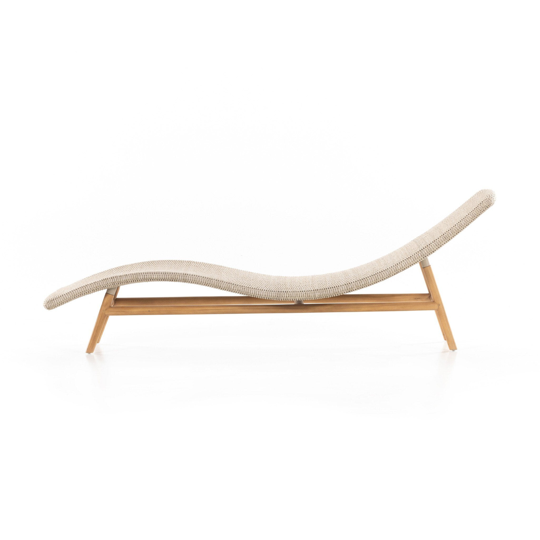 Featuring Portia Vintage White Outdoor Chaise by Four Hands at Amethyst Home. Strike a pose. Based off a vintage shape, all-weather wicker is subtly curved and set atop a minimal frame made of solid teak. A stylish statement piece and seating option for both indoors and out. Cover or store inside during inclement weather and when not in use.Overall Dimensions: 24.00"w x 80.50. Amethyst Home provides interior design, new construction, custom furniture, and area rugs in the Salt Lake City metro area
