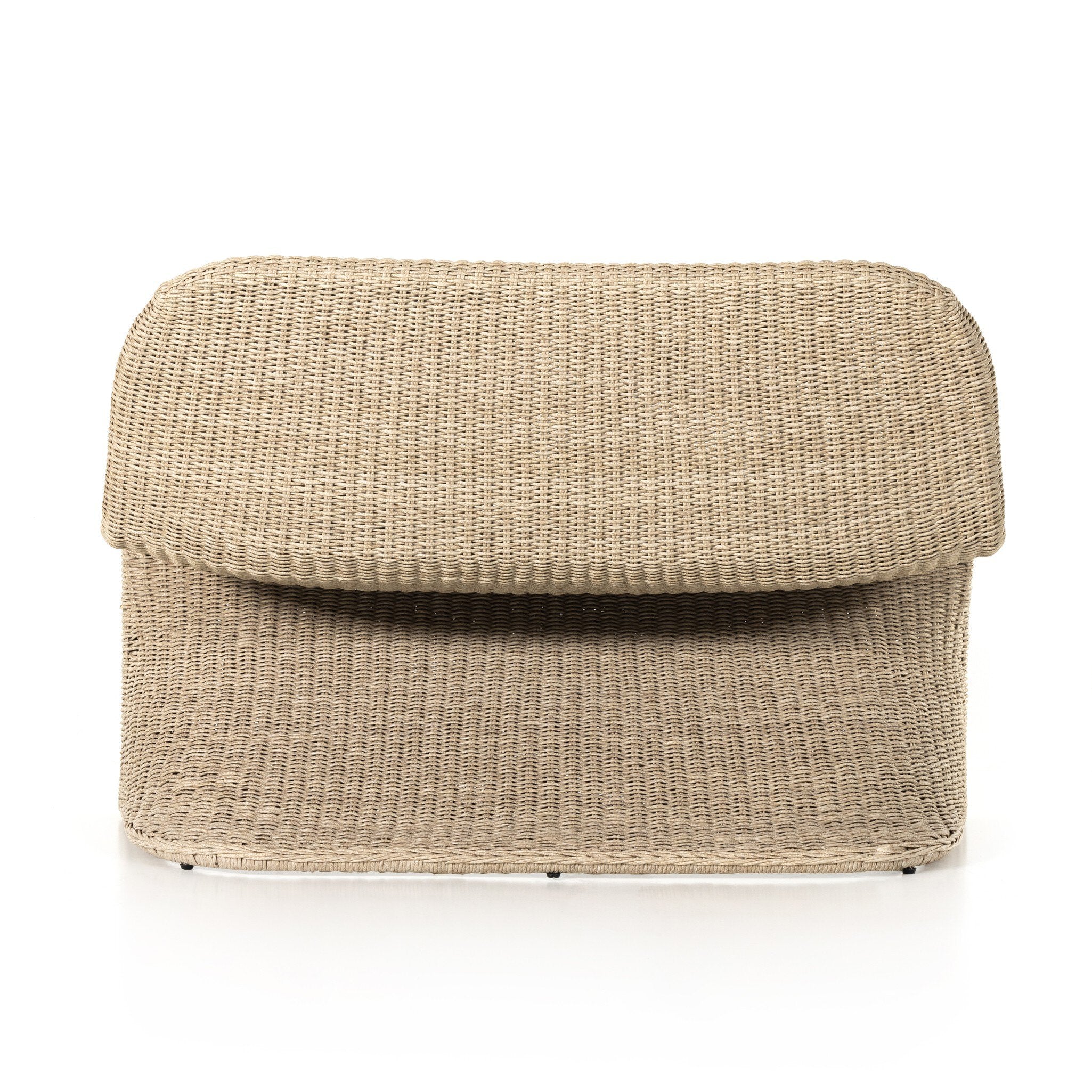 Featuring Portia Vintage White Outdoor Dining Bench by Four Hands at Amethyst Home. Based off a vintage shape, all-weather wicker seating brings dramatic curves to this statement-making dining bench.Overall Dimensions: 50.00"w x 27.00"d x 34.00"hWeight : 69.22 lbsMaterials : 100% Polyethylene, Iron. Amethyst Home provides interior design, new construction, custom furniture, and area rugs in the Monterey metro area