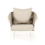 Featuring Porto Faye Sand Outdoor Chair by Four Hands at Amethyst Home. The perfect place for outdoor daydreaming. A beautiful rope-based design is woven across a durable aluminum frame. Topped with a wide cushion and throw pillow, all upholstered in 100% olefin, known for its UV-resistant, water-repellent and quick-drying abilities. Cover or store indoors during inclement weathe. Amethyst Home provides interior design, new construction, custom furniture, and area rugs in the Scottsdale metro area