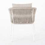 Featuring Porto Faye Sand Outdoor Dining Chair by Four Hands at Amethyst Home. Add a dash of modernity to outdoor dining. Finished in a crisp, clean white, linear aluminum framing welcomes weather-resistant sand-colored cushioning, for a fresh, fluid look. Cover or store indoors during inclement weather and when not in use.Overall Dimensions: 25.50"w x 25.50"d x 32.00"hWeight : 1. Amethyst Home provides interior design, new construction, custom furniture, and area rugs in the Alpharetta metro area