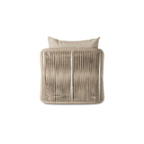 Featuring Porto Faye Sand Outdoor Swivel Chair by Four Hands at Amethyst Home. A beautiful rope-based design is woven across a durable, 360-swivel aluminum frame in a rich bronze finish. Topped with a wide cushion and throw pillow, all upholstered in 100% olefin, known for its UV-resistant, water-repellent and quick-drying abilities. Cover or store indoors during inclement weather a. Amethyst Home provides interior design, new construction, custom furniture, and area rugs in the Houston metro area