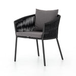 Featuring Porto Venao Charcoal Outdoor Dining Chair by Four Hands at Amethyst Home. The perfect place for outdoor daydreaming. A beautiful rope-based design is woven across a durable aluminum frame in a rich bronze finish. Topped with a wide cushion and throw pillows, all upholstered in 100% olefin, known for its UV-resistant, water-repellent and quick-drying abilitiesOverall Dim. Amethyst Home provides interior design, new construction, custom furniture, and area rugs in the Scottsdale metro area