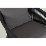 Featuring Porto Venao Charcoal Outdoor Dining Chair by Four Hands at Amethyst Home. The perfect place for outdoor daydreaming. A beautiful rope-based design is woven across a durable aluminum frame in a rich bronze finish. Topped with a wide cushion and throw pillows, all upholstered in 100% olefin, known for its UV-resistant, water-repellent and quick-drying abilitiesOverall Dimensio. Amethyst Home provides interior design, new construction, custom furniture, and area rugs in the Tampa metro area