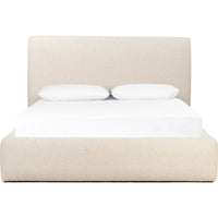 Featuring Quincy Lisbon Cream-King Bed by Four Hands at Amethyst Home. Modern, clean shaping meets inflated comfort with this padded, upholstered bed frame in a textural boucle-like pattern.  Text (251) 257-7986 for quick product details.Overall Dimensions: 92.25"W x 89.25"L x 48"H
Collection: EastonColors: Lisbon Cream ,BlackMaterials: 81% Pl, 19% Pc ,Solid P. Amethyst Home provides interior design, new home construction design consulting, vintage area rugs, and lighting in the Dallas metro area.